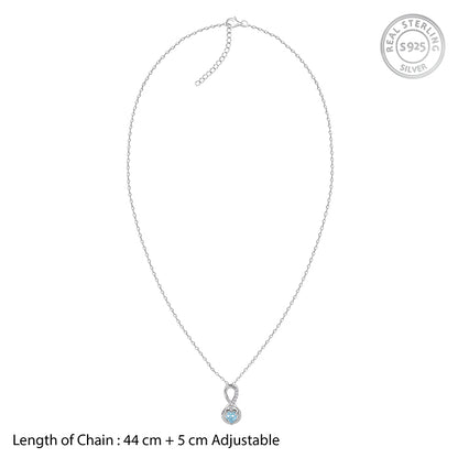 Silver Infinite Blue Pendant With Link Chain