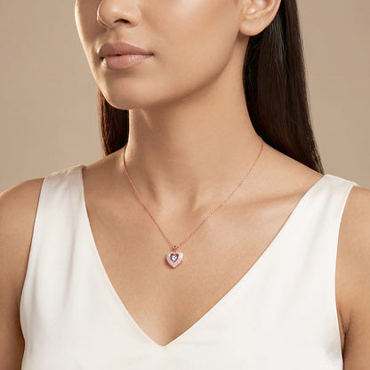 Rose Gold Celeste Heart Pendant With Link Chain
