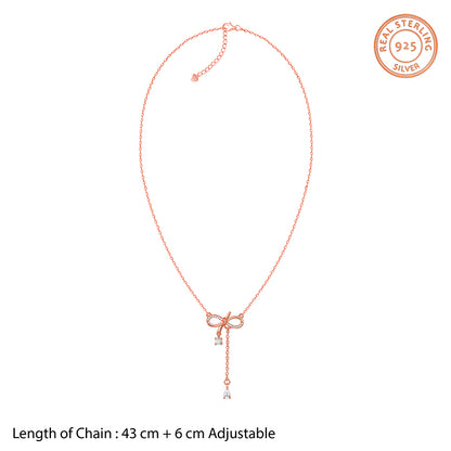 Rose Gold Bow Shine Necklace
