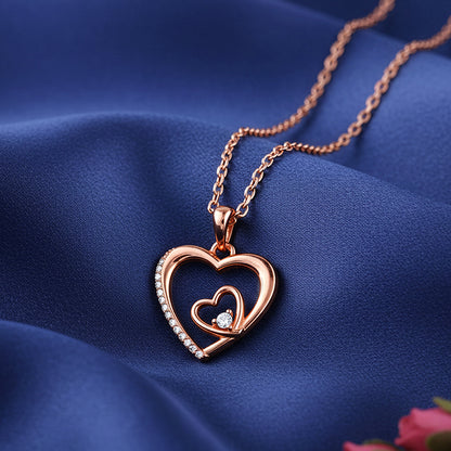 Rose Gold Rose Harmony Pendant With Link Chain