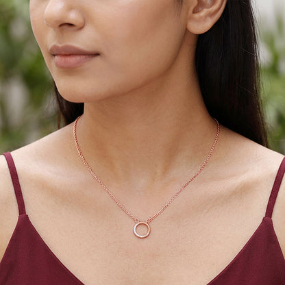 Rose Gold Gleaming Circle Necklace