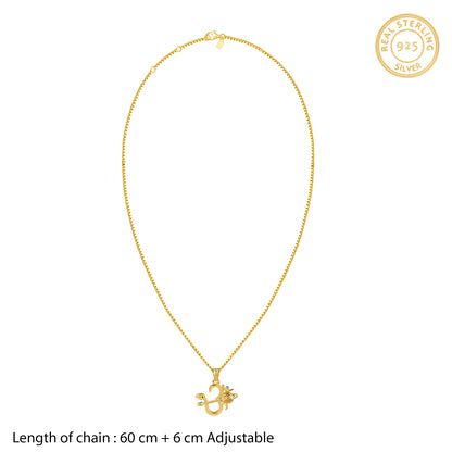 Dual Tone Om Gada Silver Pendant With Box Chain For Him