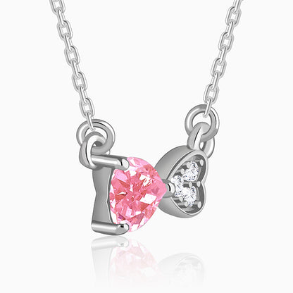 Silver Pink Glow Hearts Necklace