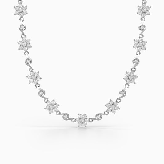 Silver Beauty of Floral Choker