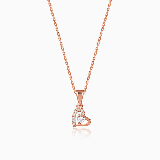 Rose Gold Heart Glow Pendant with Link Chain