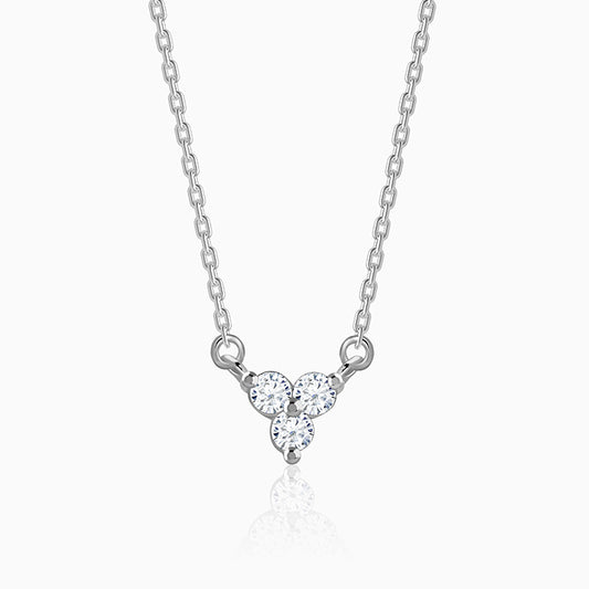 Silver Clover Crystal Necklace