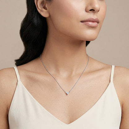 Silver Clover Crystal Necklace