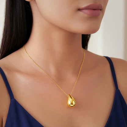 Golden Dome Drop Pendant With Link Chain