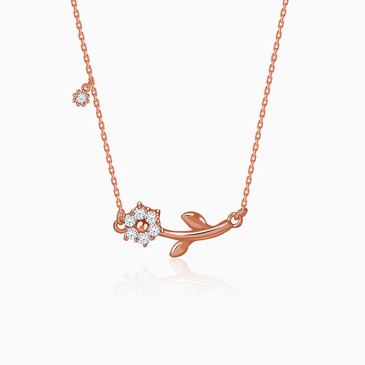 Rose Gold Plated Crystal Floral Bud Necklace