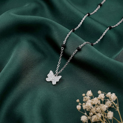 Silver Butterfly Bloom Necklace