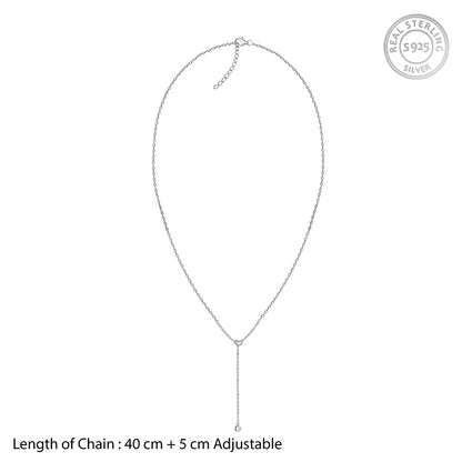 Silver Heart Drip Lariat Necklace