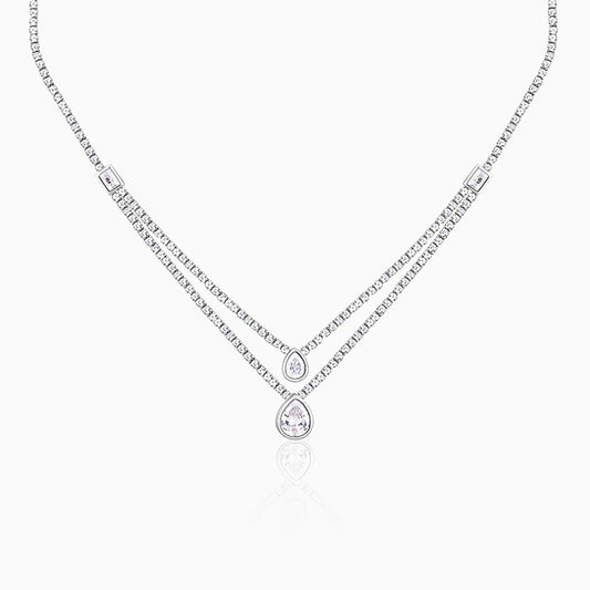 Silver Layered Drop necklace