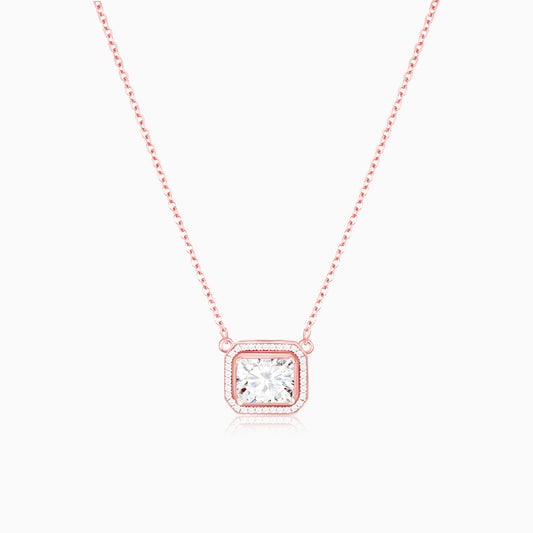 Rose Gold Studded Baguette  Necklace
