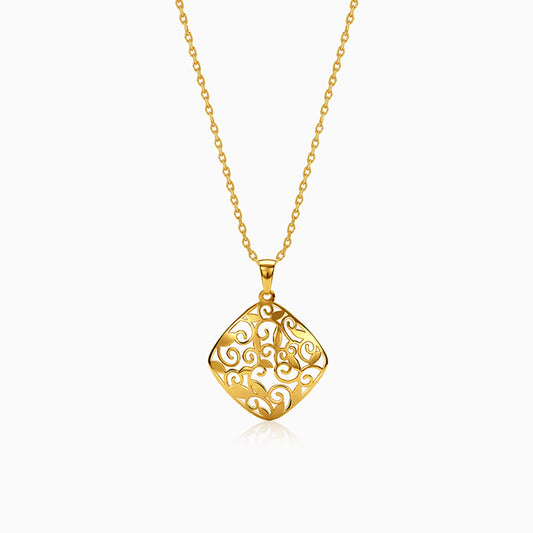 Golden Modern Relic Pendant With Link Chain