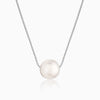 Silver White Pearl Moon Necklace