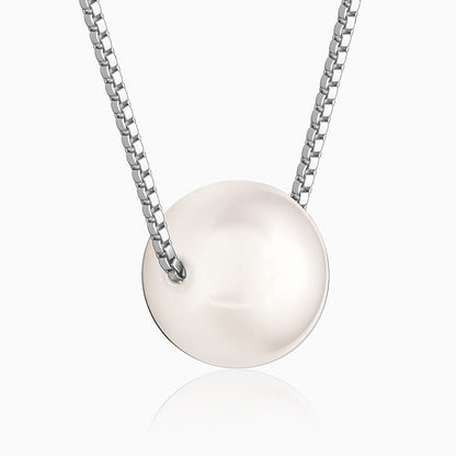 Silver White Pearl Moon Necklace