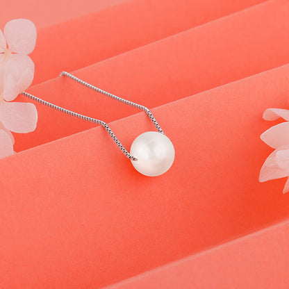Silver White Pearl Moon Necklace