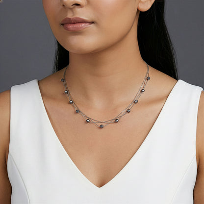 Silver Natalie Layered Pearl Necklace
