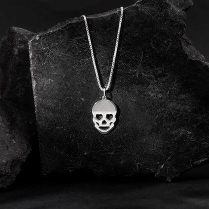 Silver Love Skull Pendant with Link Chain For Him