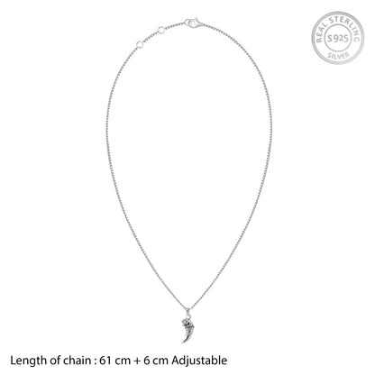 Silver Tiger Tooth Pendant with Link Chain For Him