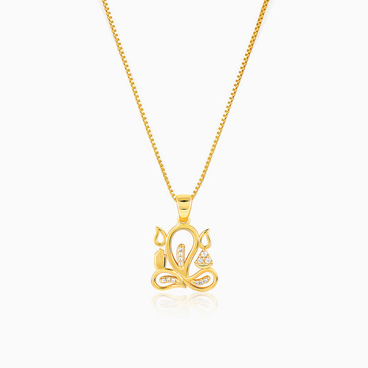 Golden Gleaming Ganesha Pendant With Box Chain For Him