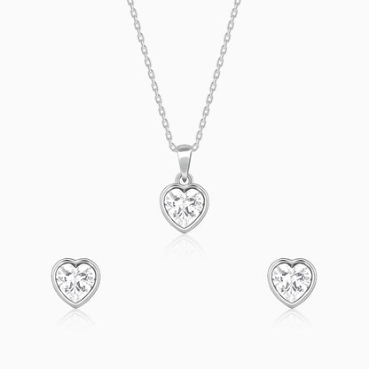 Silver Coeur Set with Link Chain