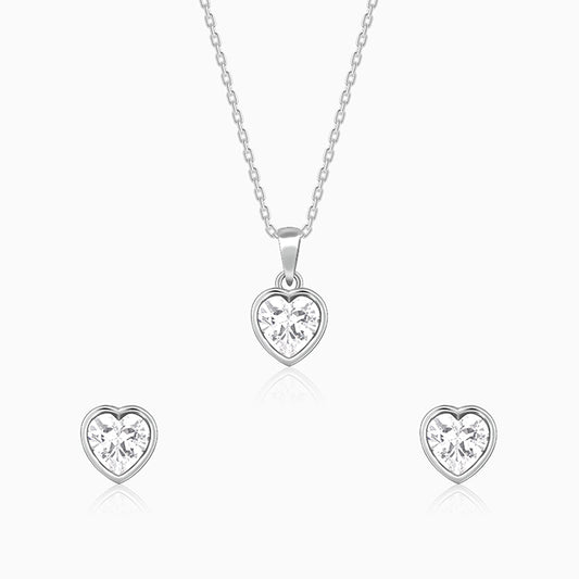 Silver Coeur Set with Link Chain