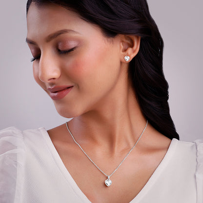 Silver Coeur Set with Link Chain