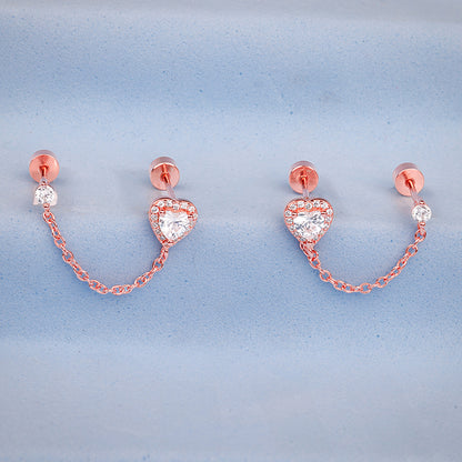 Rose Gold Hearty Ear Double Piercings