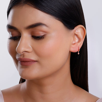 Rose Gold Stara Hoop Ear Piercings