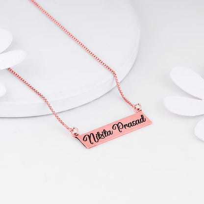 Rose Gold Engraved Pendant with Box Chain