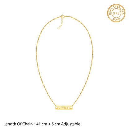 Golden Personalised Name Engraved with Love Necklace