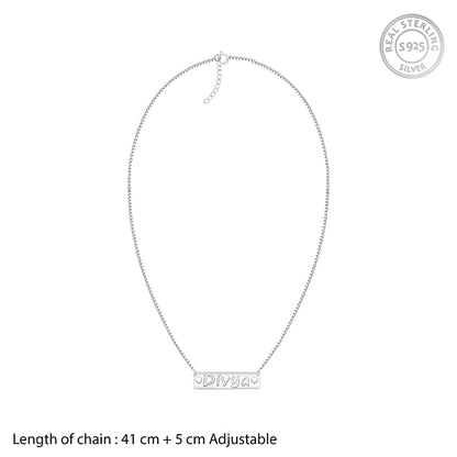 Silver Personalised Name Engraved with Love Necklace