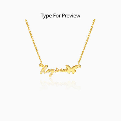 Golden Personalised Butterfly Pendant