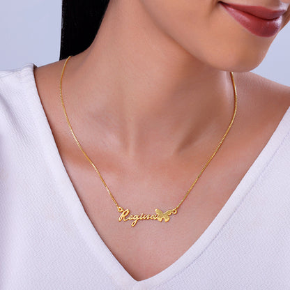 Golden Personalised Butterfly Pendant