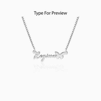 Silver Personalised Butterfly Pendant