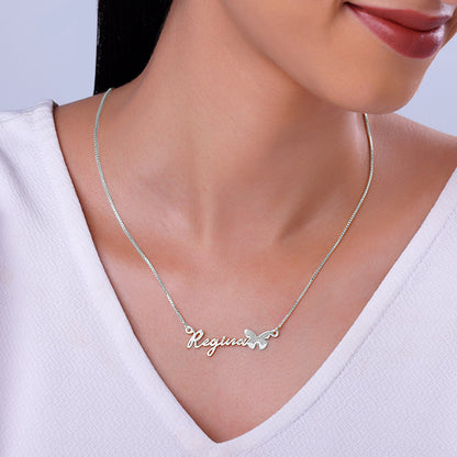 Silver Personalised Butterfly Pendant