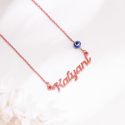 Rose Gold Evil Eye Personalised Name Necklace