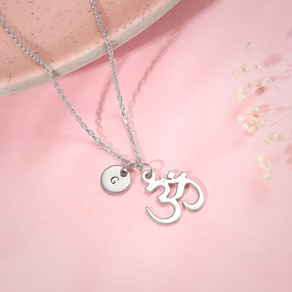 Silver Personalised Om Pendant With Link Chain
