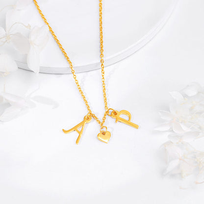 Golden Personalised Love Initials Necklace