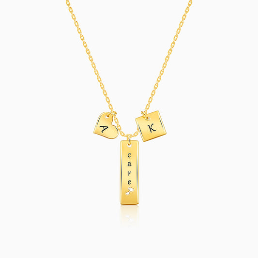 Golden Personalised Initial Charm Pendant With Link Chain