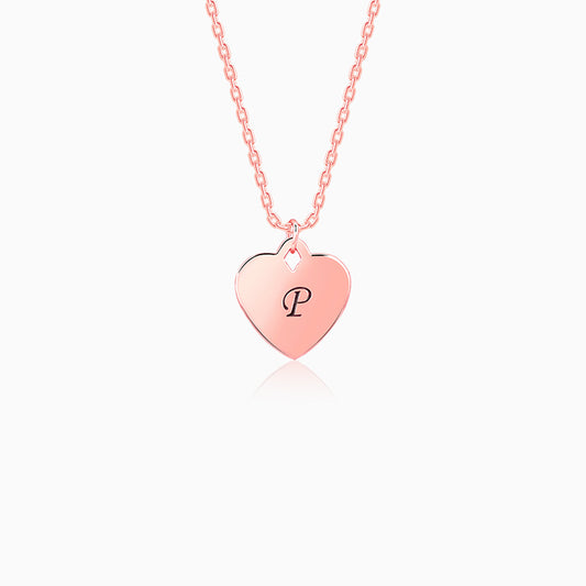 Rose Gold Personalised Heart Initial Pendant With Link Chain