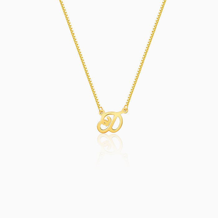 Golden Personalised Cursive Initial Necklace