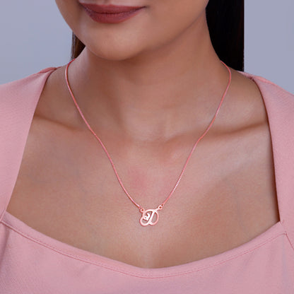 Rose Gold Personalised Cursive Initial Necklace