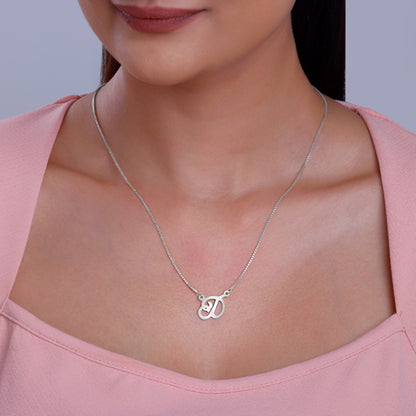 Silver Personalised Cursive Initial Necklace