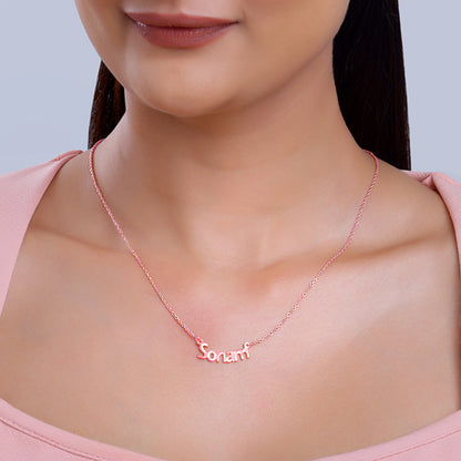 Rose Gold Personalised Name in Bold Necklace