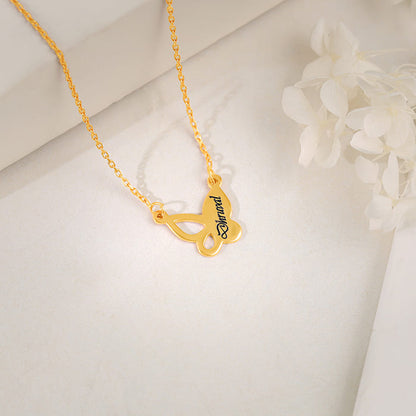Golden Personalised Butterfly Necklace