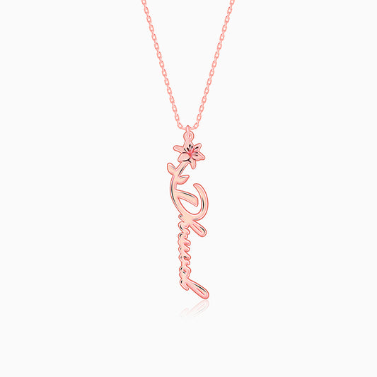 Rose Gold Personalised Flower Name Pendant with Link Chain
