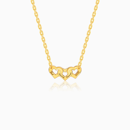 Golden Personalised Triple Heart BFF Necklace