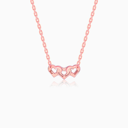 Rose Gold Personalised Triple Heart BFF Necklace